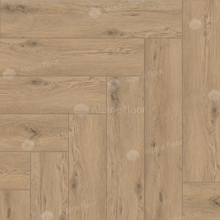 Каменный SPC ламинат Alpine Floor Parquet Light синхронное тиснение Дуб Алиот ЕСО 13-23 43 класс 4 мм 1.95 кв.м 60х12.5 см