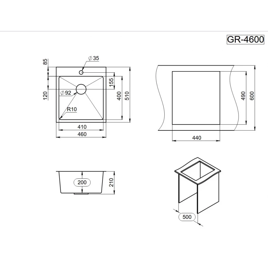 Кухонная мойка Granula 4600, золото сатин