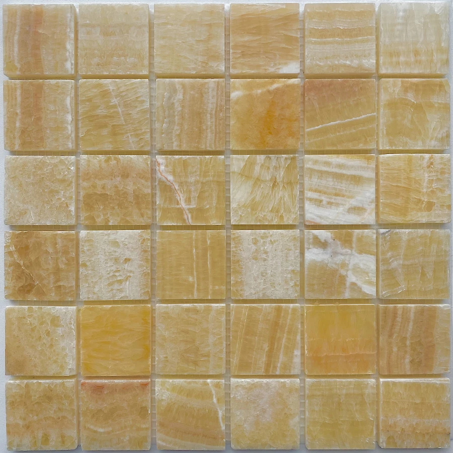 Мозаика Pixel mosaic Оникс Honey onyx чип 48x48 мм сетка Полированная Pix 307 30,5х30,5 см