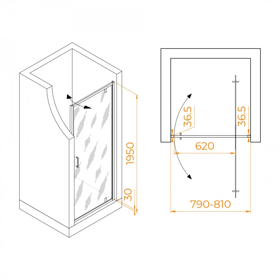 Душевая дверь RGW LE-102B Прозрачное 800 711210208-14