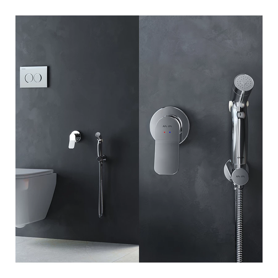 Смеситель Am Pm X-Joy монтируемый в стену с гигиеническим душем F40H85A00