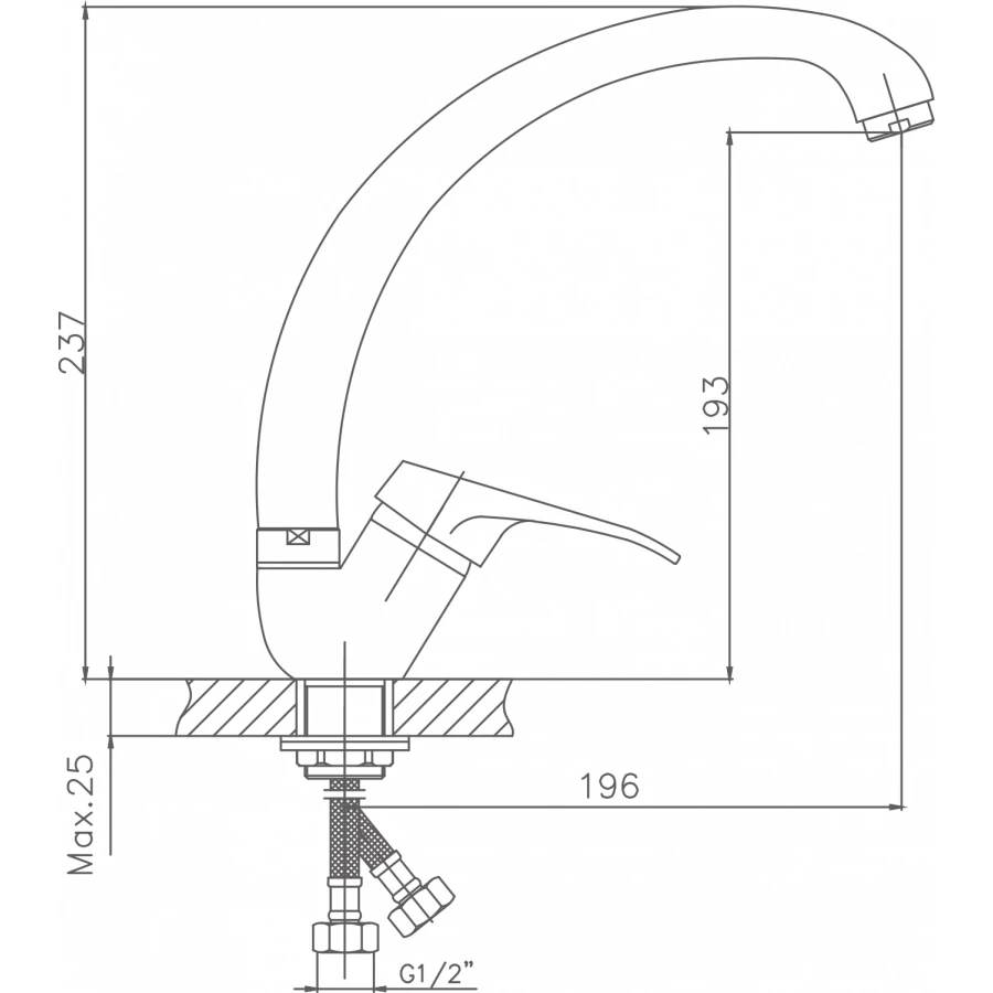Смеситель Cron для кухни хром CN4113-2