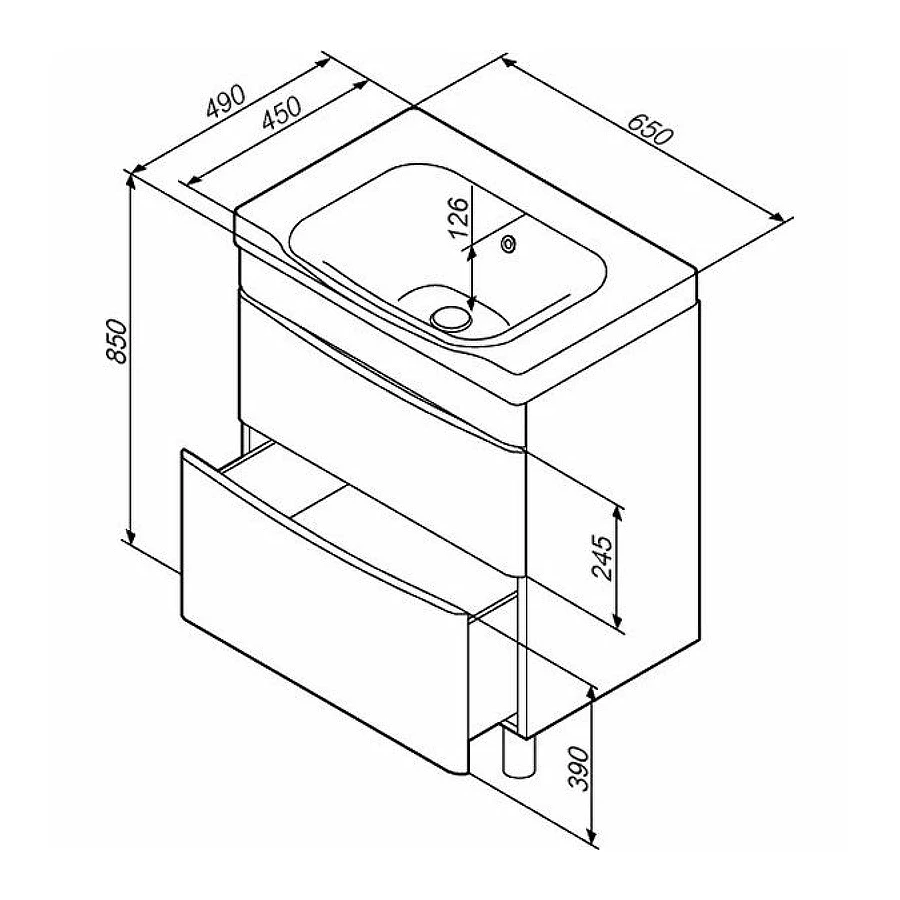 База под раковину Am Pm Like напольная 2 ящика белый глянец M80FSX0652WG 65 см