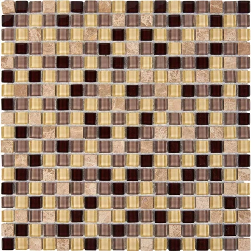 Мозаика из мрамора и стекла Pixel mosaic Камень и стекло чип 15x15 мм сетка Pix 724 30х30 см