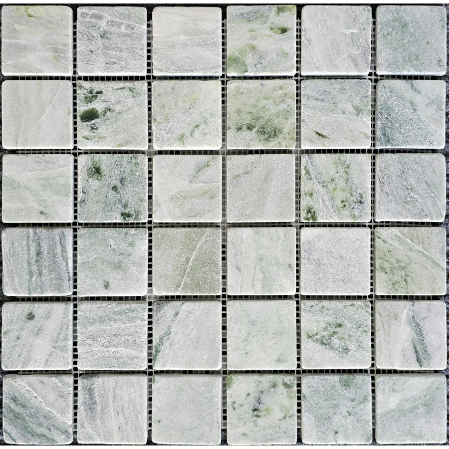 Мозаика Pixel mosaic Мрамор Jet Green чип 48х48 мм сетка Матовая Pix 315 30,5х30,5 см