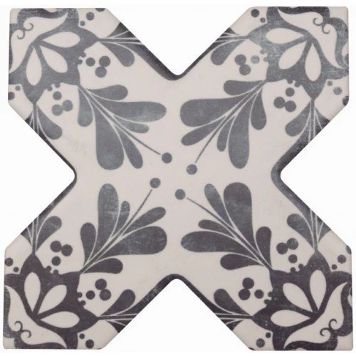 Керамогранит Cevica Becolors Cross Dec Stencil Navy матовый черно-белый CV67395 13,25х13,25 см