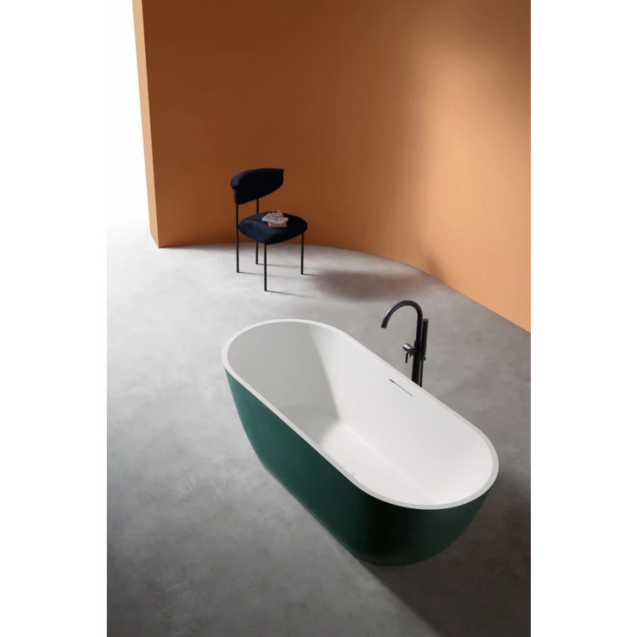 Ванна из искусственного камня Abber Frankfurt темно-зеленая матовая AM9941MBG 170x75 см