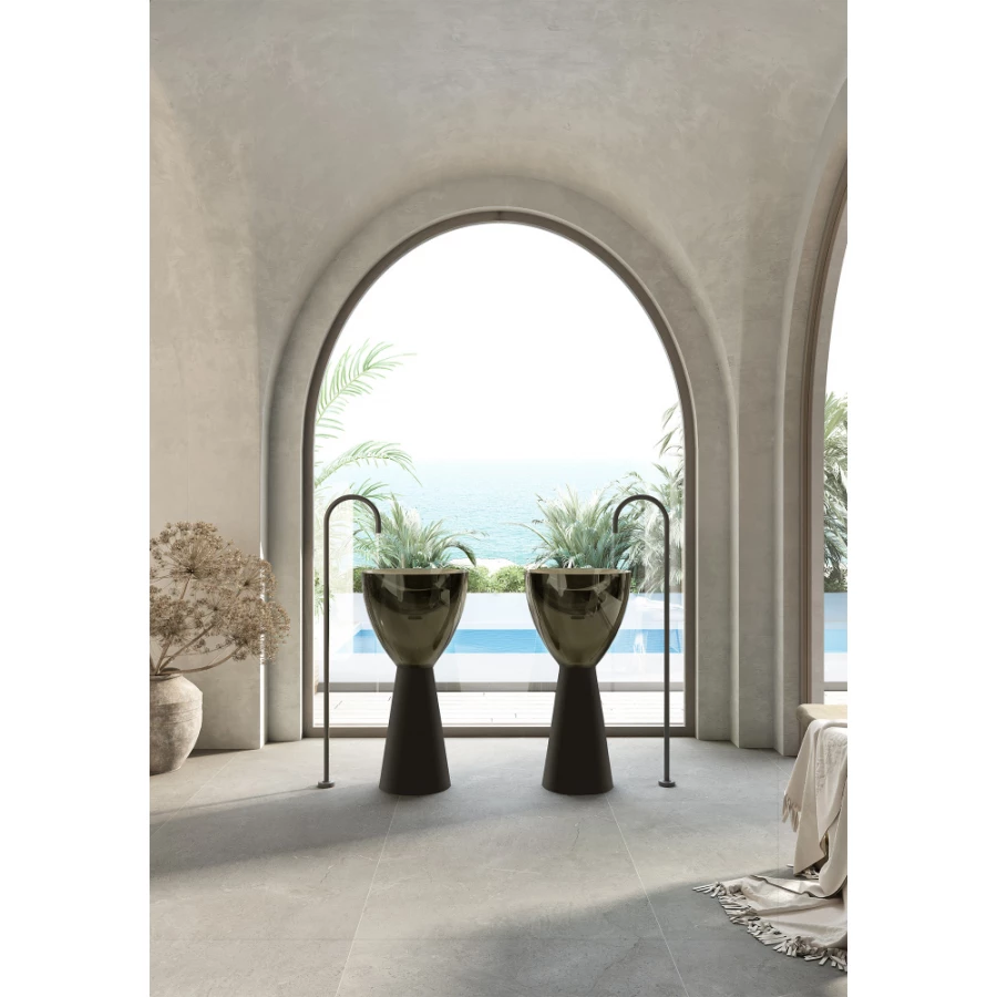 Раковина отдельностоящая прозрачная Abber Kristall черный оливковый AT2703Black-Vesuvian 45х45 см