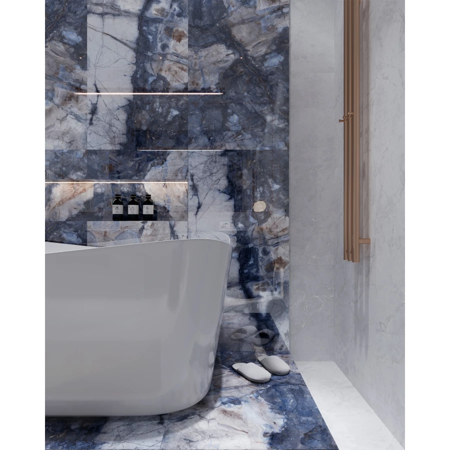 Керамогранит Arcadia Ceramica Bergamo Blue High Gloss синий HG2006-A 120х60 см
