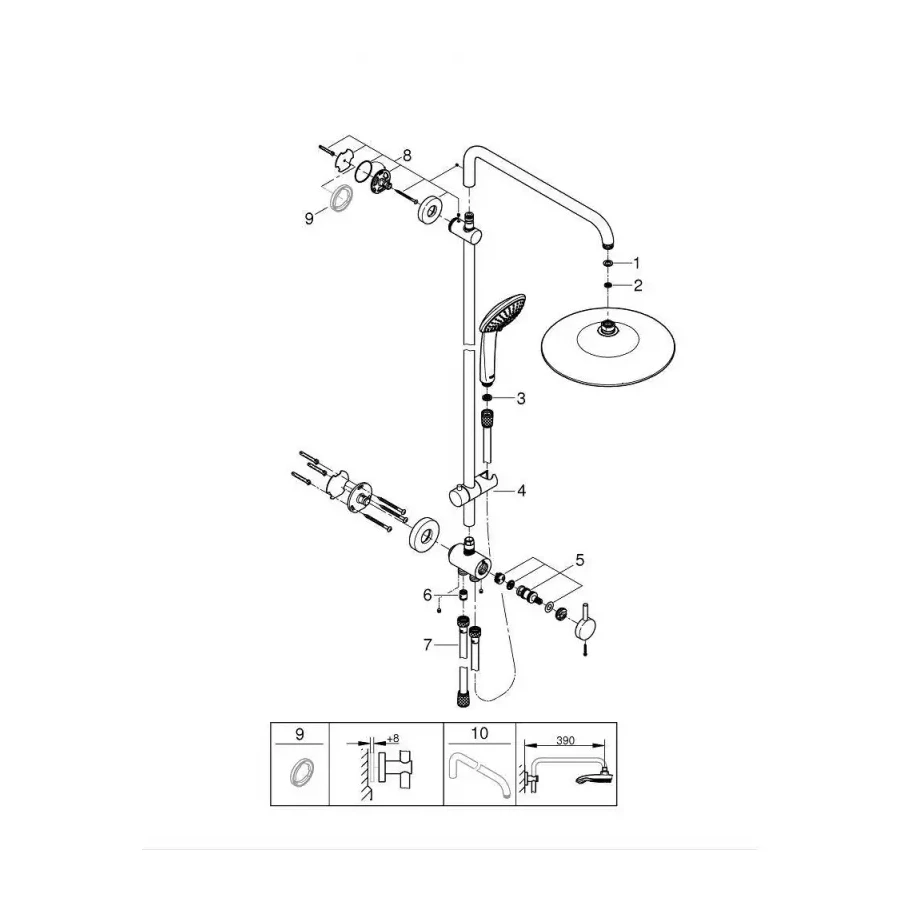 Душевая система Grohe Euphoria с переключателем для настенного монтажа 27421002