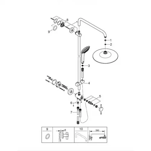 Душевая система Grohe Euphoria с переключателем для настенного монтажа 27421002