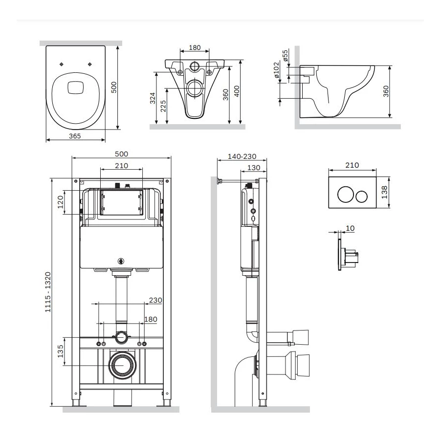 Инсталляция с подвесным унитазом Am Pm FlashClean с сиденьем микролифт и клавишей IS49001.901700
