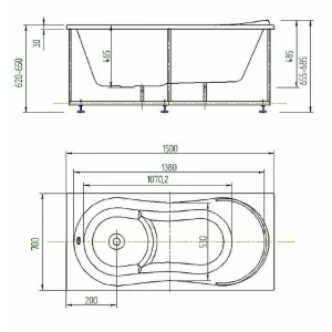 Ванна акриловая Aquatek Афродита без гидромассажа AFR150-0000033 150х70 см