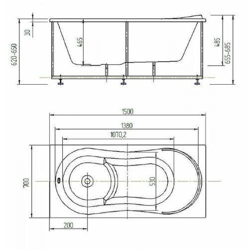 Ванна акриловая Aquatek Афродита без гидромассажа AFR150-0000033 150х70 см