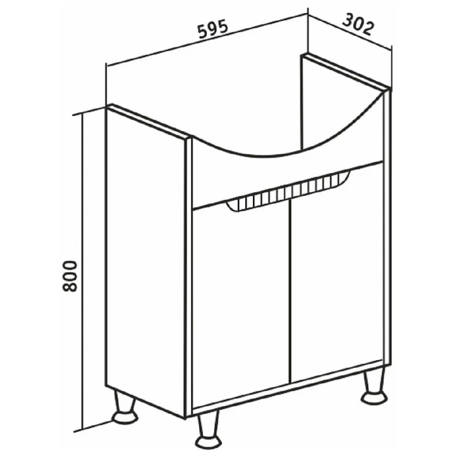 Тумба под раковину Runo Эко 60 железный камень под умывальник Уют 60 00-00001338 59.5x80 см