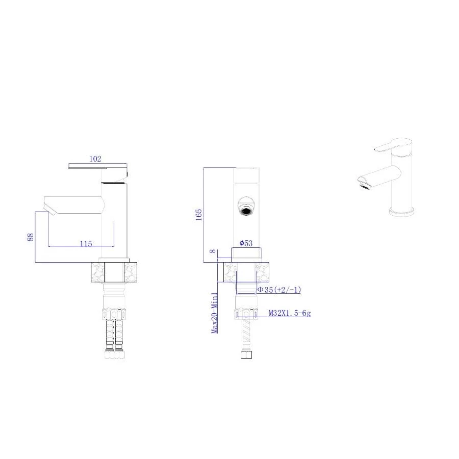 Смеситель Rush Santiago для умывальника сатин SUS1116-11