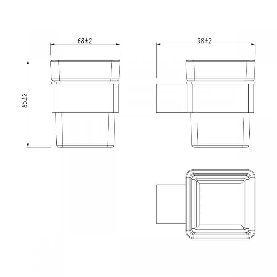 Стакан для зубных щёток Lemark Smooth Line с держателем графит 9736015