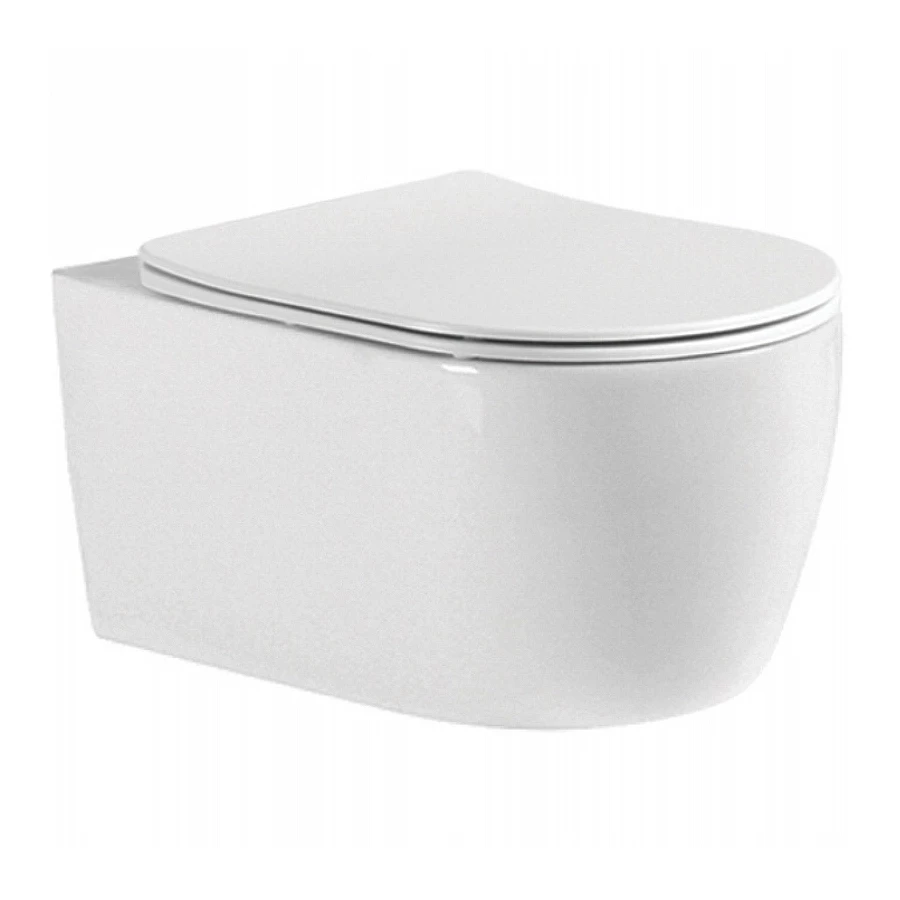 Унитаз подвесной безободковый Aquatek Европа тонкое сиденье с механизмом плавного закрывания крепеж AQ1106-00 49х36х25 см