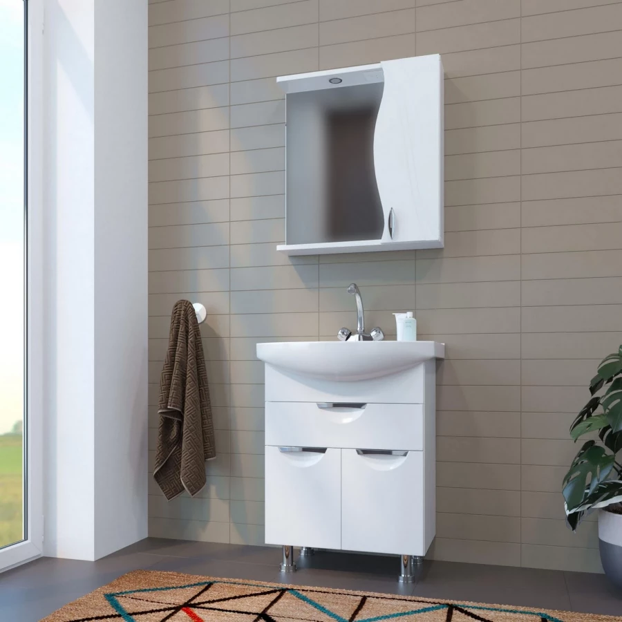 Шкаф навесной MixLine Лима-65 правый с подсветкой 551708 65x70x15 см