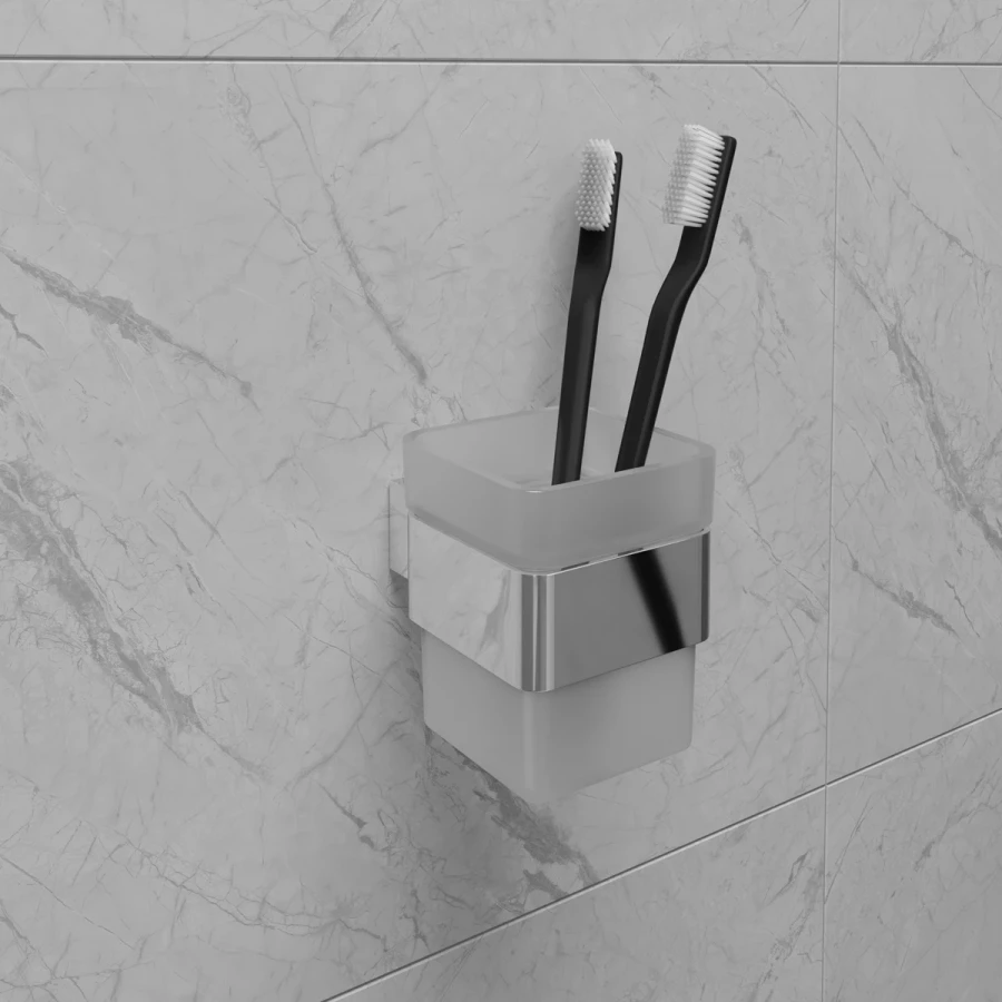 Стакан для зубных щёток Lemark Smooth Line с держателем хром 9731013
