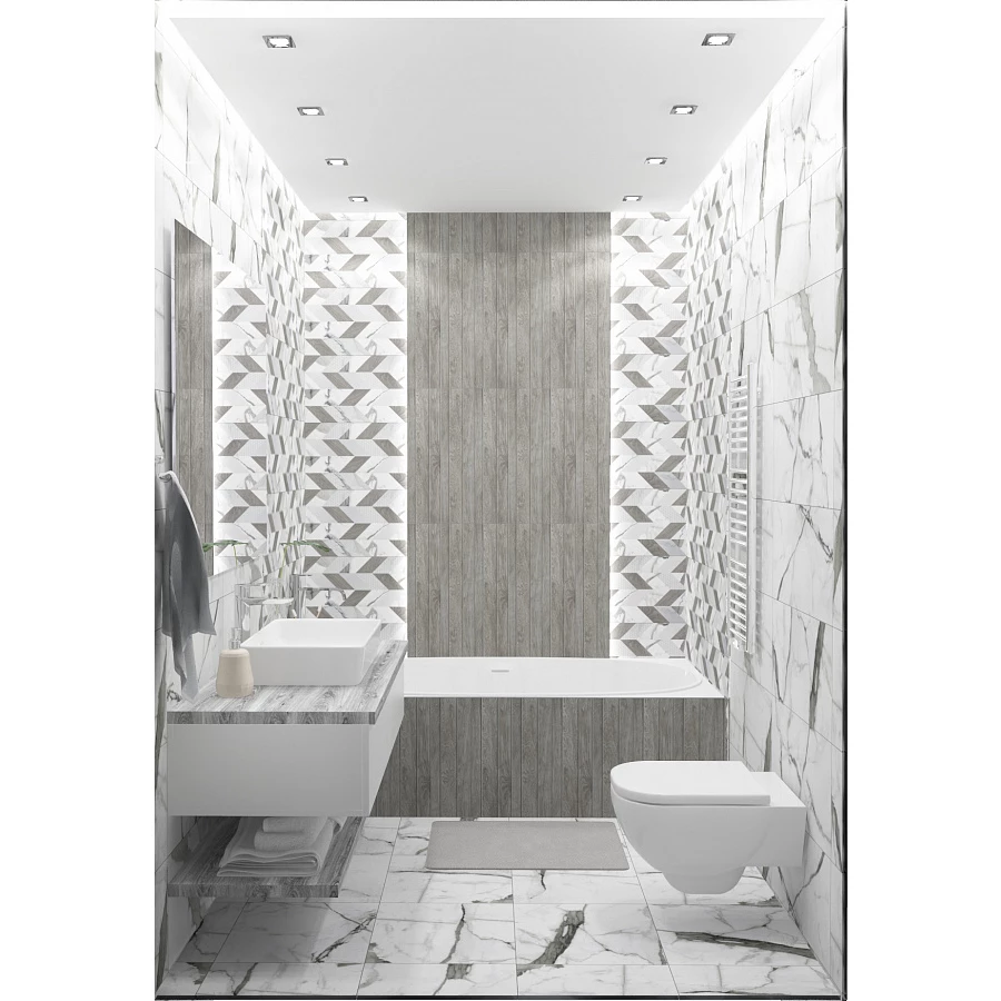 Керамическая плитка Kerlife Arabescato Bianco 49 глянцевая белая 63х31,5 см