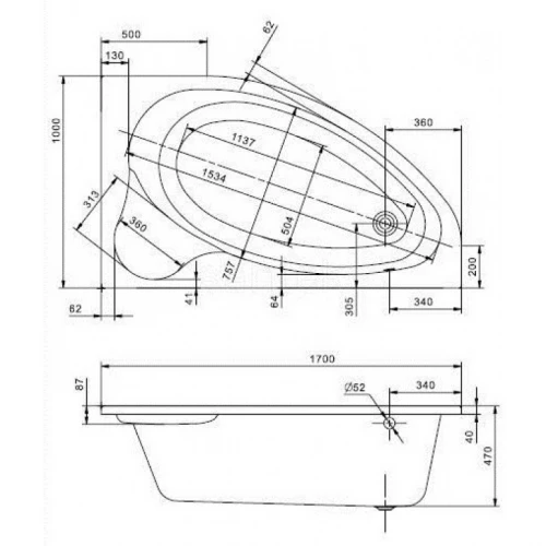 Акриловая ванна Santek Эдера правосторонняя 1.WH50.1.663 170х100 см