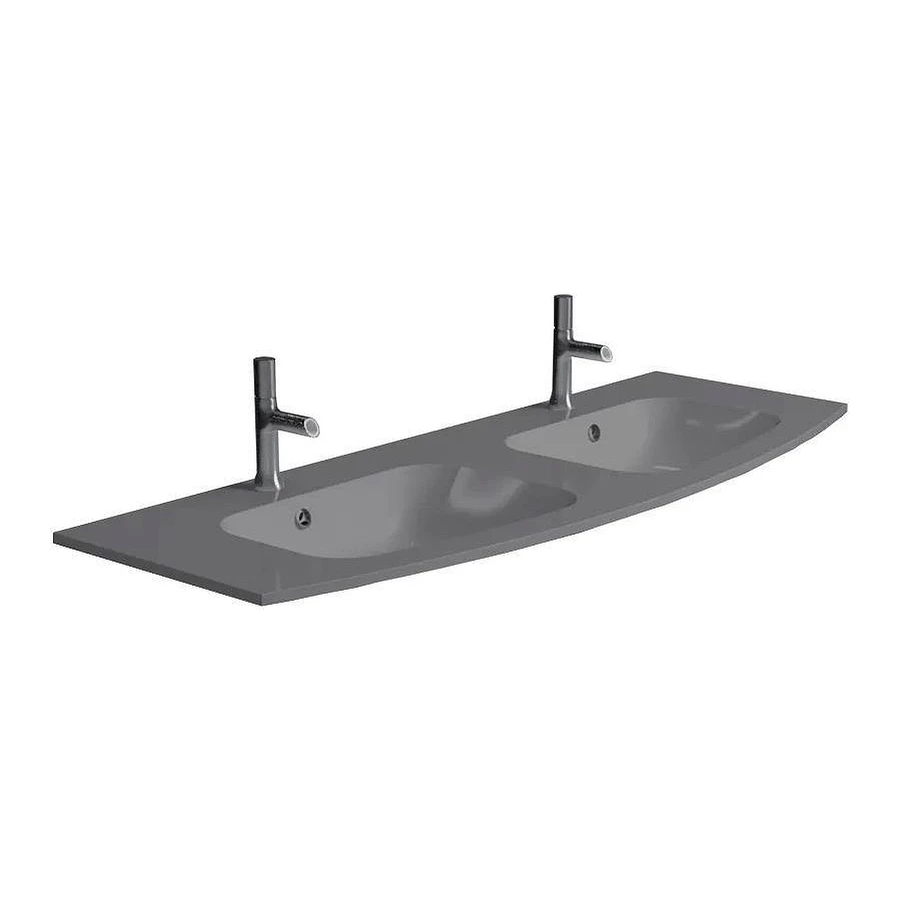 Стеклянная раковина Jacob Delafon Nona матовый серый 2 раковины EB1887RU-DE4 140 см