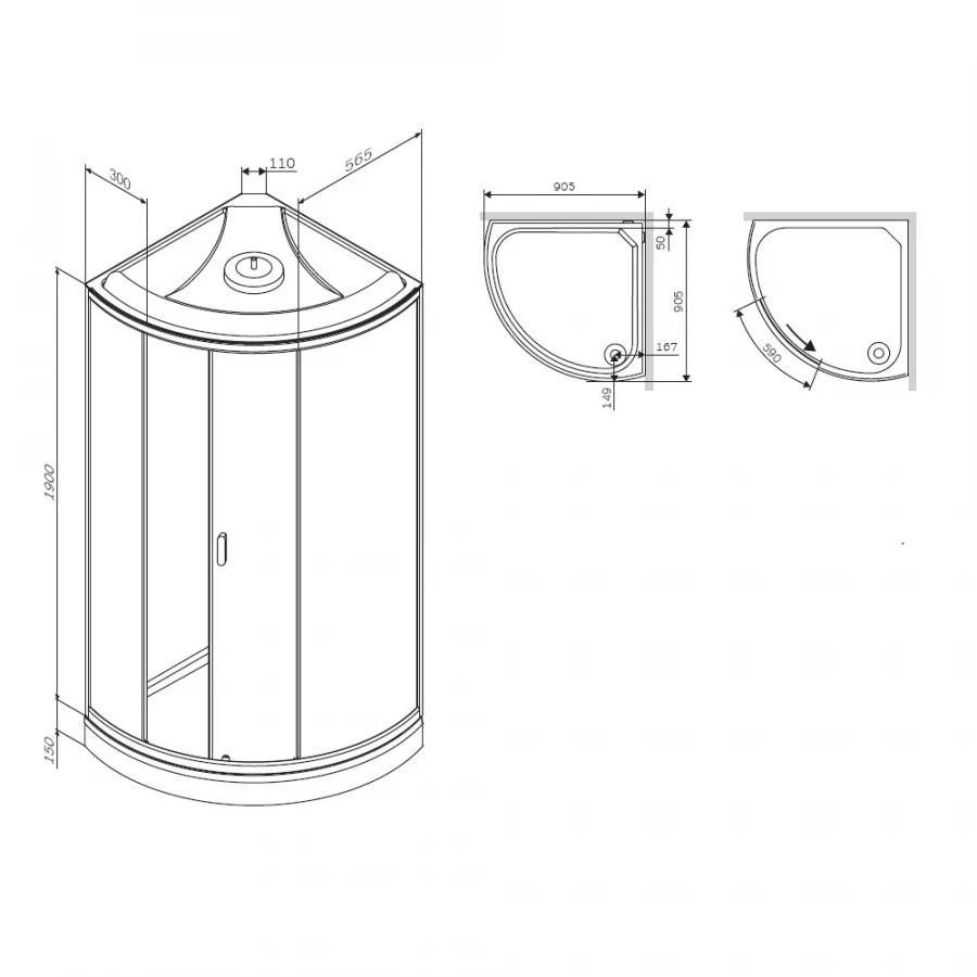 Душевая кабина Am Pm X-Joy без гидромассажа W88C-301-090WT64 90х90 см