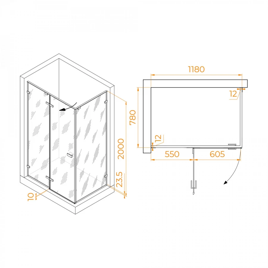 Душевой уголок RGW SV-040 Прозрачное 353204028-11 1200x800 мм