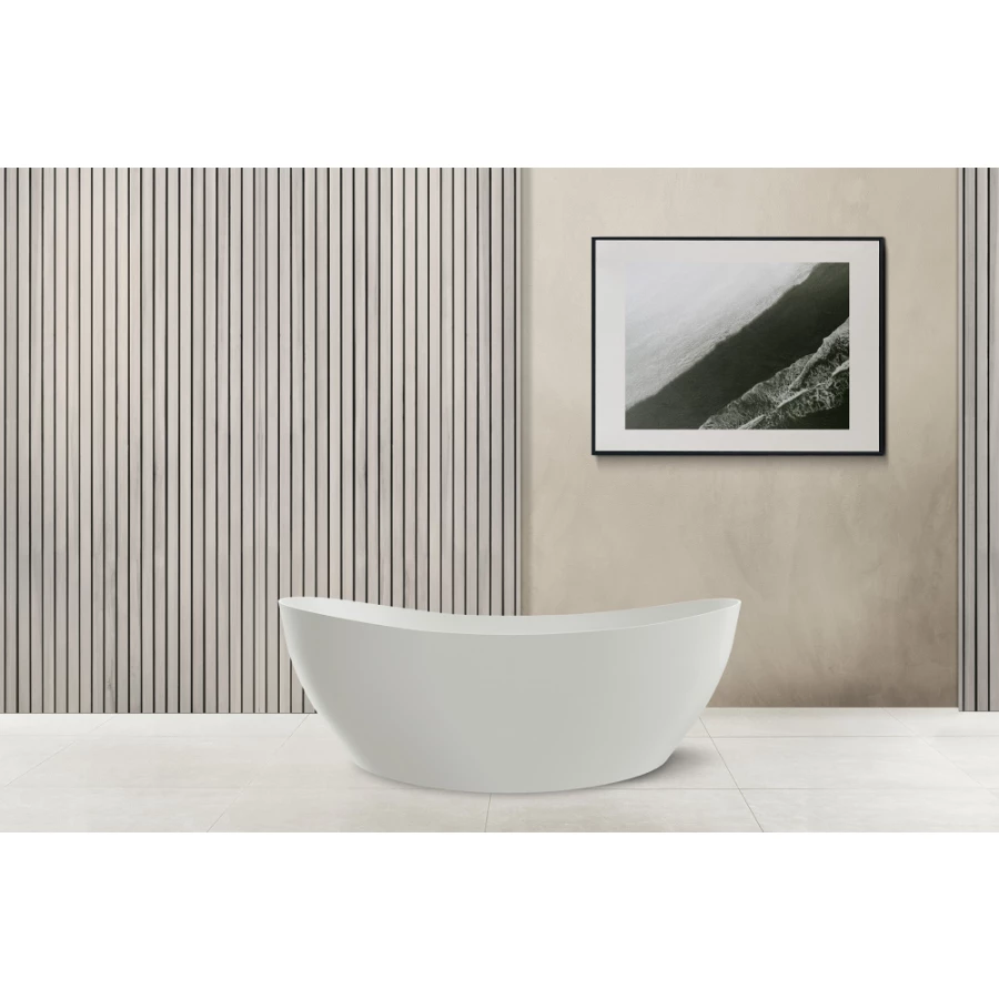 Ванна из искусственного камня Abber Stein белая матовая AS9615 180x85 см