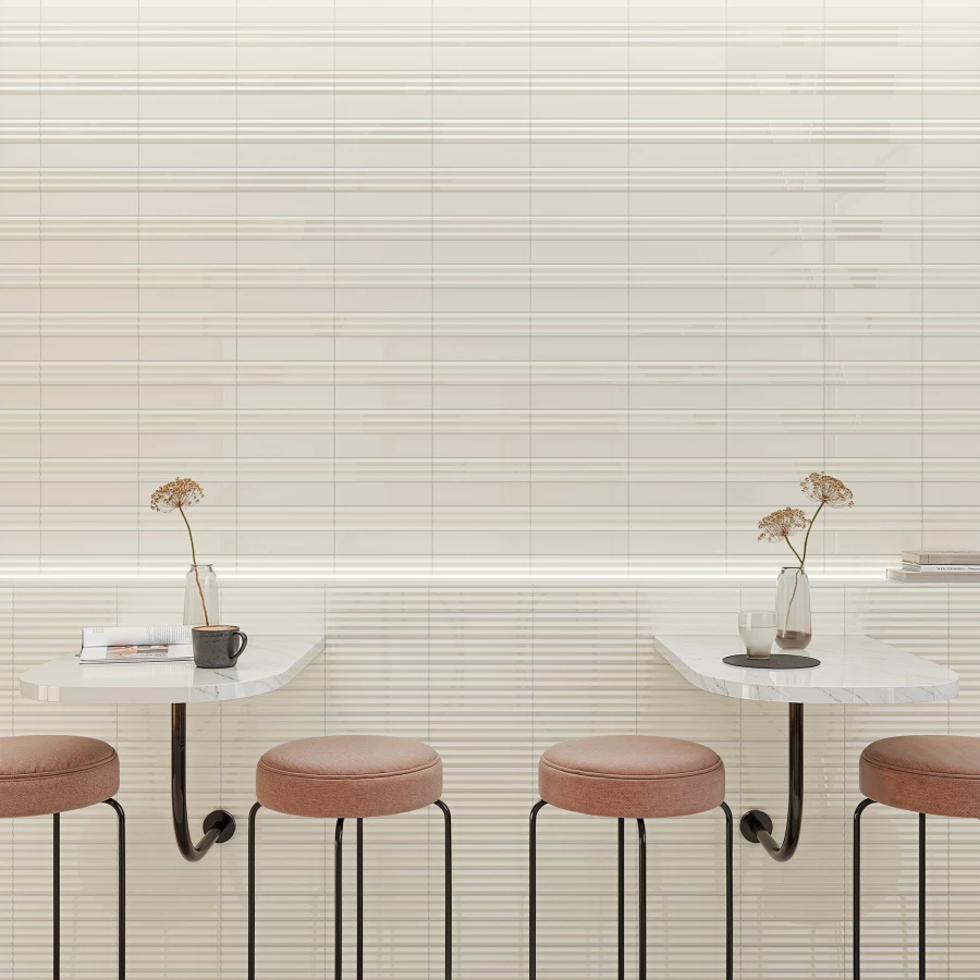 Плитка настенная DNA Match Chalk Gloss 130851 глянцевая бежевая 25х6,25 см