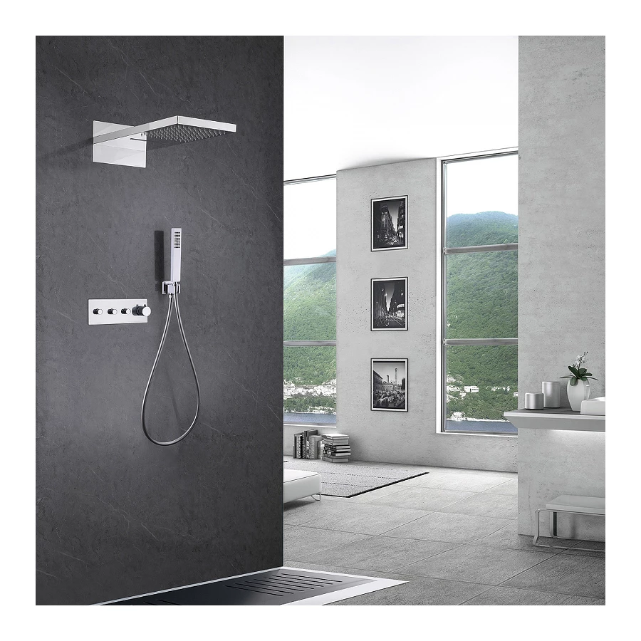 Душевая система Abber Rund скрытого монтажа без излива термостат хром AF8752