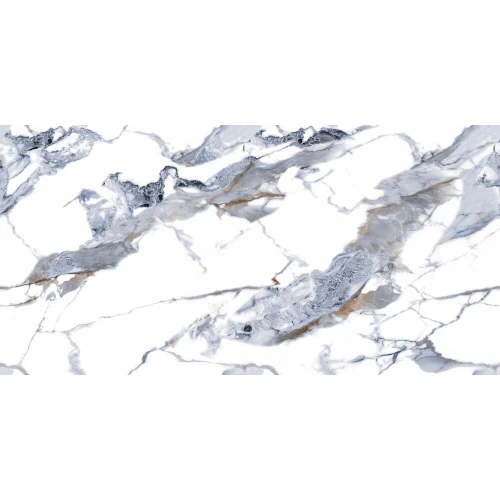 Керамогранит Zibo Fusure Gold Ink White глянцевый белый G126016G 120х60 см