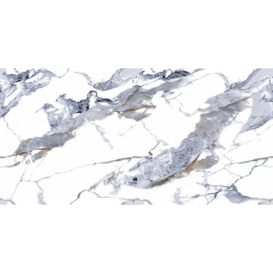 Керамогранит Zibo Fusure Gold Ink White глянцевый белый G126016G 120х60 см