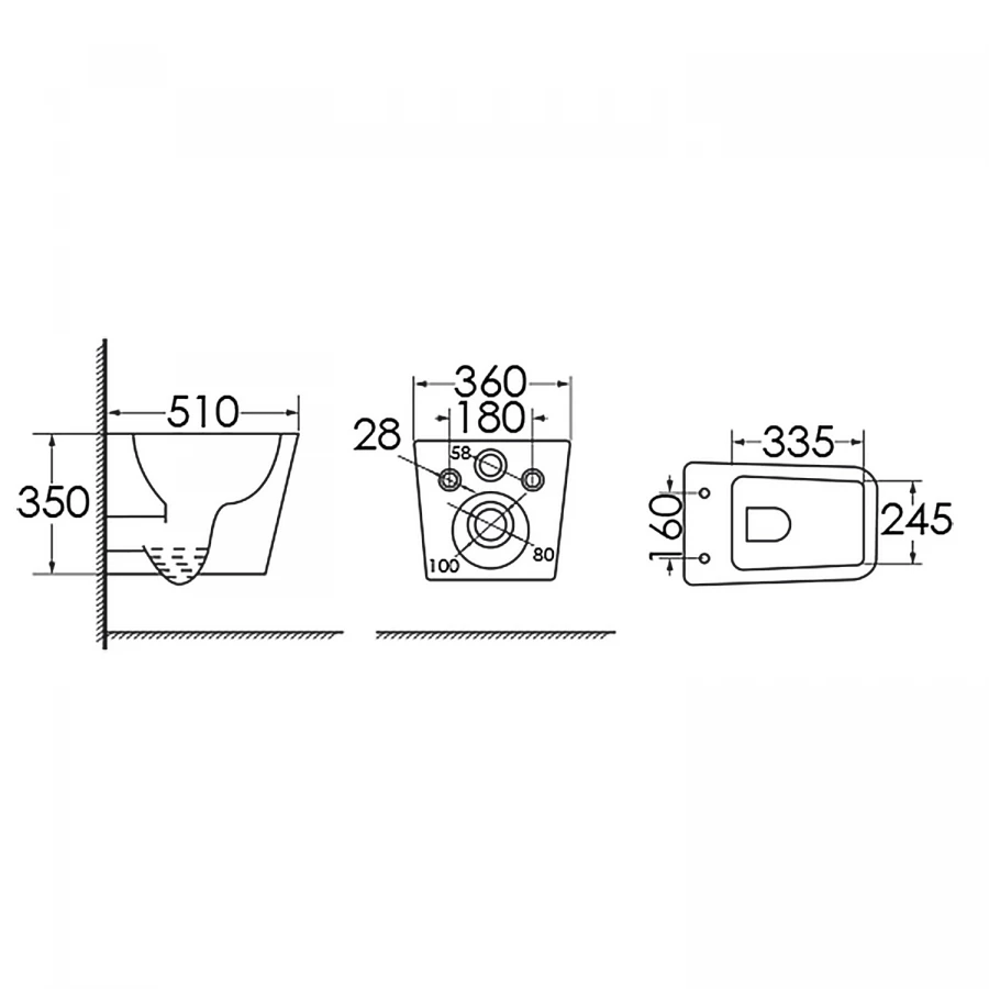 Унитаз подвесной Azario Boca безободковый c сиденьем микролифт AZ-1048 A 36х51х35 см