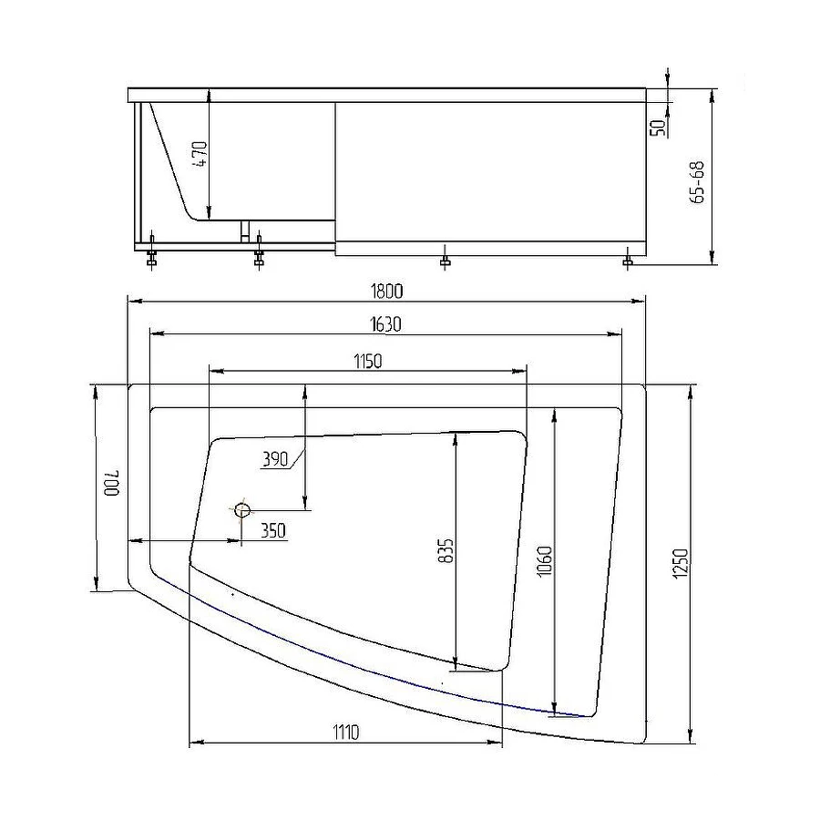 Ванна акриловая Aquatek Оракул правая без гидромассажа ORK180-0000013 180х125 см