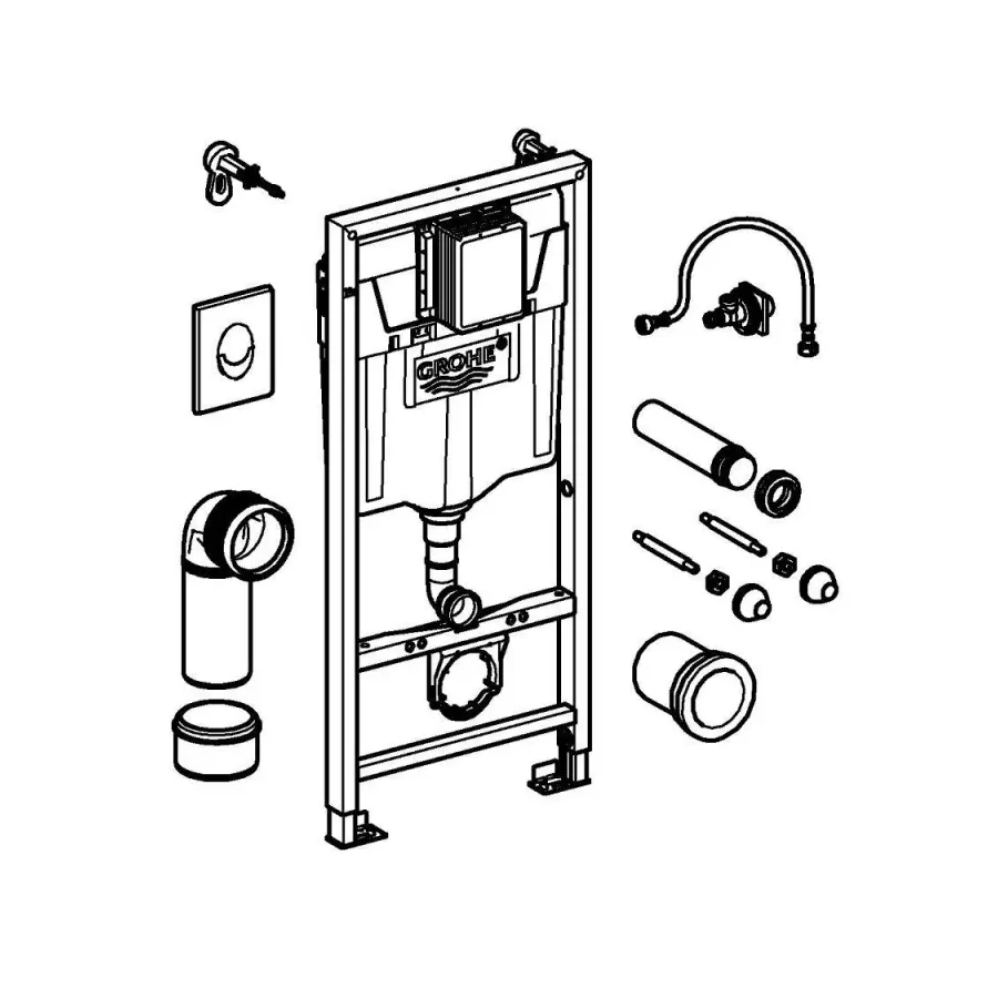 Инсталляция для подвесного унитаза Grohe Rapid SL 3 в 1 с кнопкой смыва Skate Air 38721001