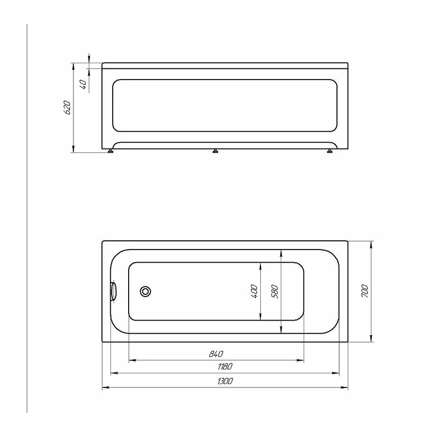 Ванна акриловая Aquatek Мия без гидромассажа MIY130-0000001 130х70 см