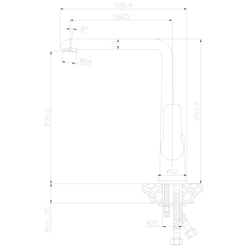 Смеситель для кухонной мойки Rossinka W W35-23 хром
