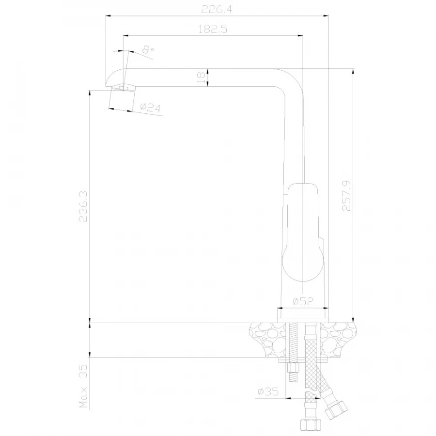 Смеситель для кухонной мойки Rossinka W W35-23 хром