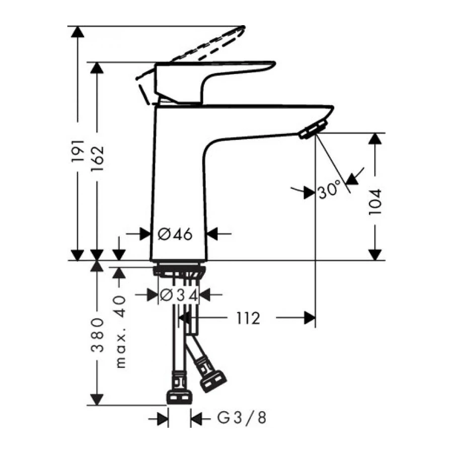 Смеситель для раковины Hansgrohe Talis E керамический картридж полированное золото 71712990