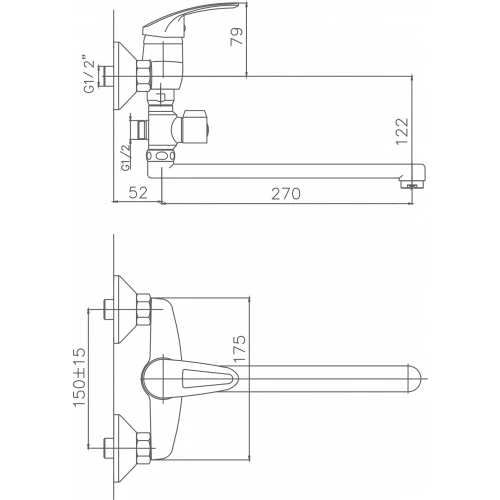 Смеситель Cron для ванны хром CN2139