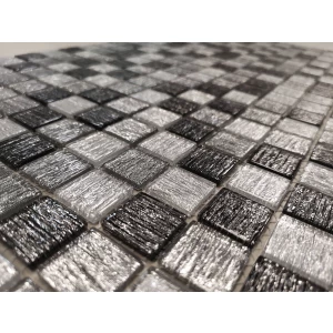 Стеклянная мозаика LeeDo Ceramica Black Tissue серебристый 29,8x29,8 см