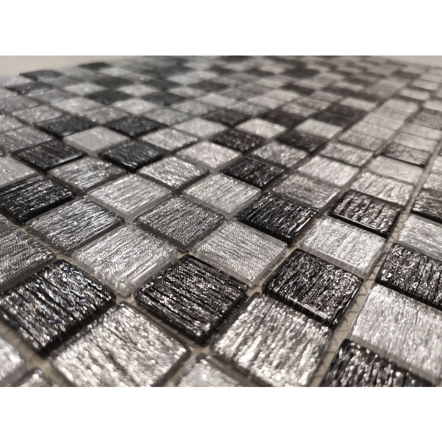 Стеклянная мозаика LeeDo Ceramica Black Tissue серебристый 29,8x29,8 см
