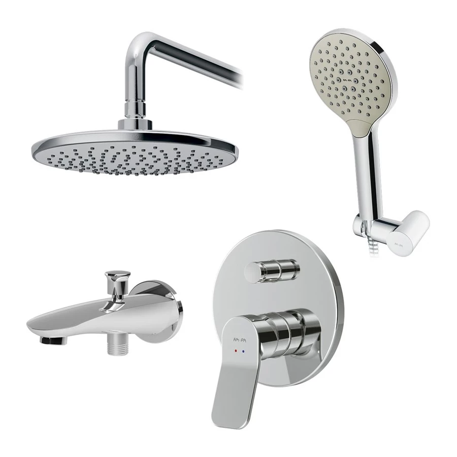 Смеситель для ванны и душа Am Pm X-Joy верхний душ с держателем душевой набор и излив на ванну FB85A10020