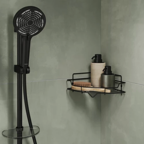 Полка Milardo Grid одноярусная угловая проволока стальная чёрный матовый GRICC1BM44