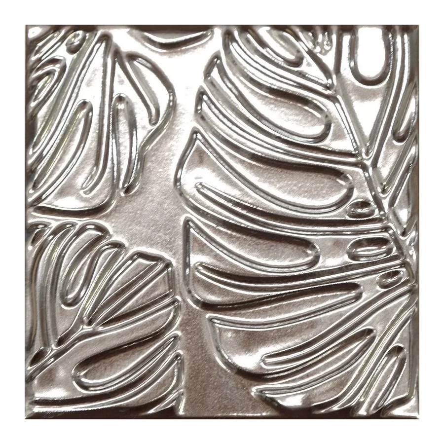 Плитка настенная Kerama Marazzi Агдаль 2 Декор металл структура глянцевый серый KMD2SFC003BN 15x15 см