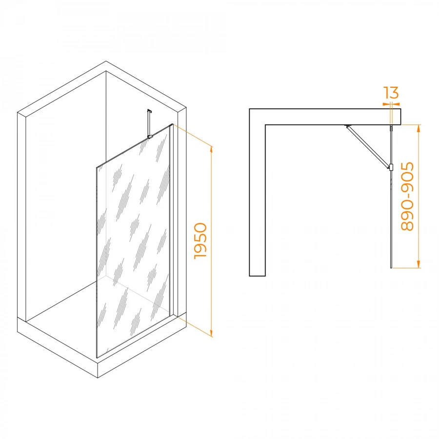Перегородка для душа RGW WA-110W Прозрачное 900 351011009-15