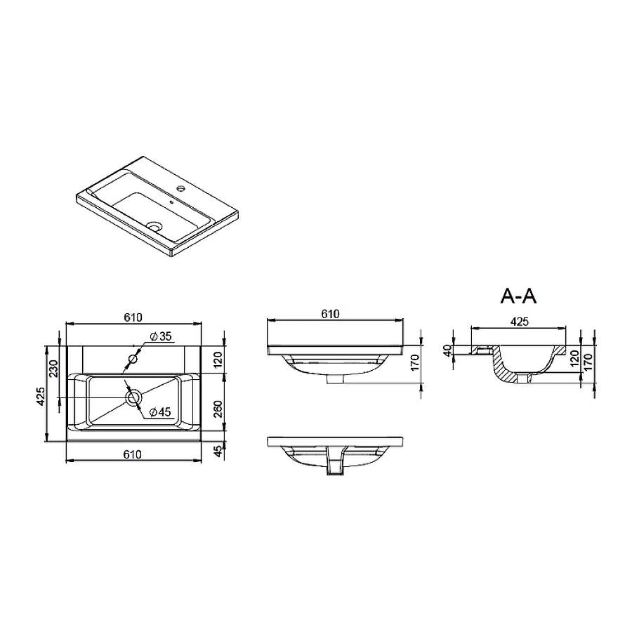 Раковина мебельная Am Pm Gem M90WCC0602WG 60 см