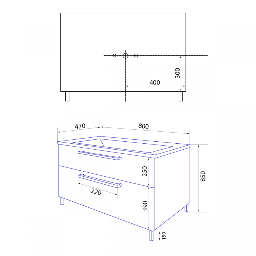 Комплект тумба Azario Ника 80 h напольная с раковиной Monte 80 CS00082789 80х47х85 см